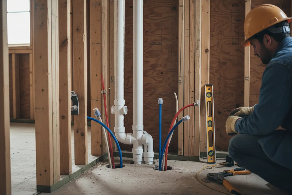 Drain and supply rough-in during Sump Pump Repair in Hyannis Port